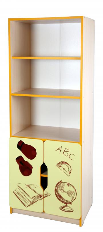 Універсальна напівзакрита стінка "Пізнайко" елемент №2 з фотодруком №4, 2-дверна, матеріал корпусу - ЛДСП, АЛМАНТ, 600x410x1594 мм.